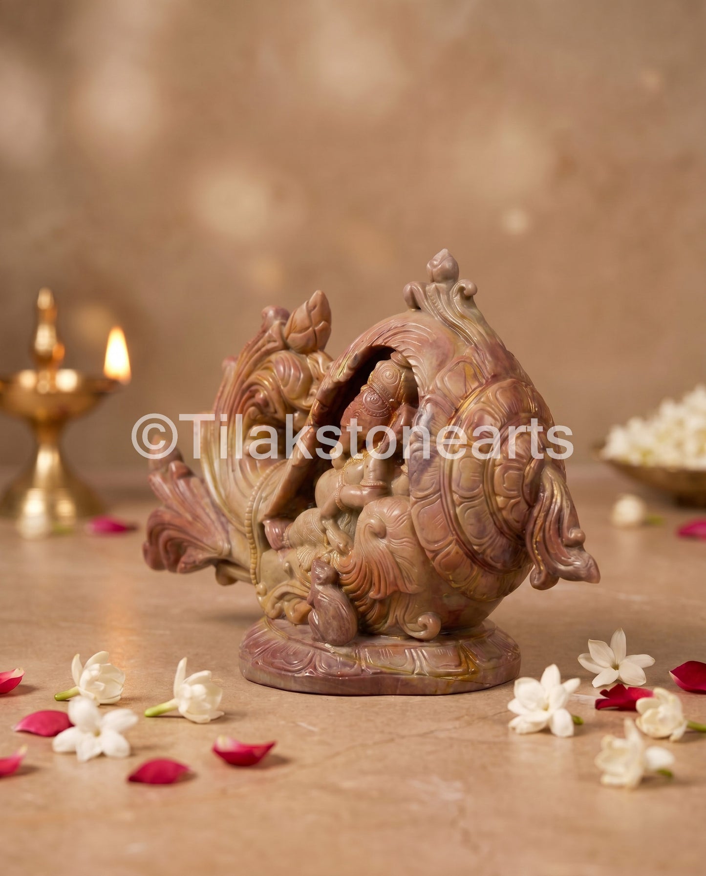 Lord Ganesha 7” Pure Natural Oakwood Stone Idol