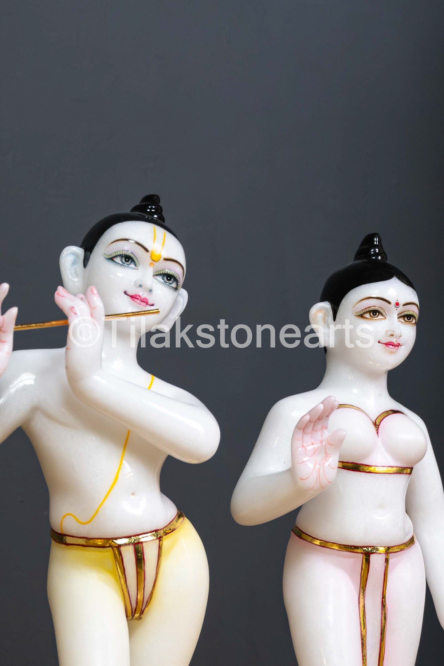 Isckon Radha Krishna Pair 15" Vietnam Pure White Idol