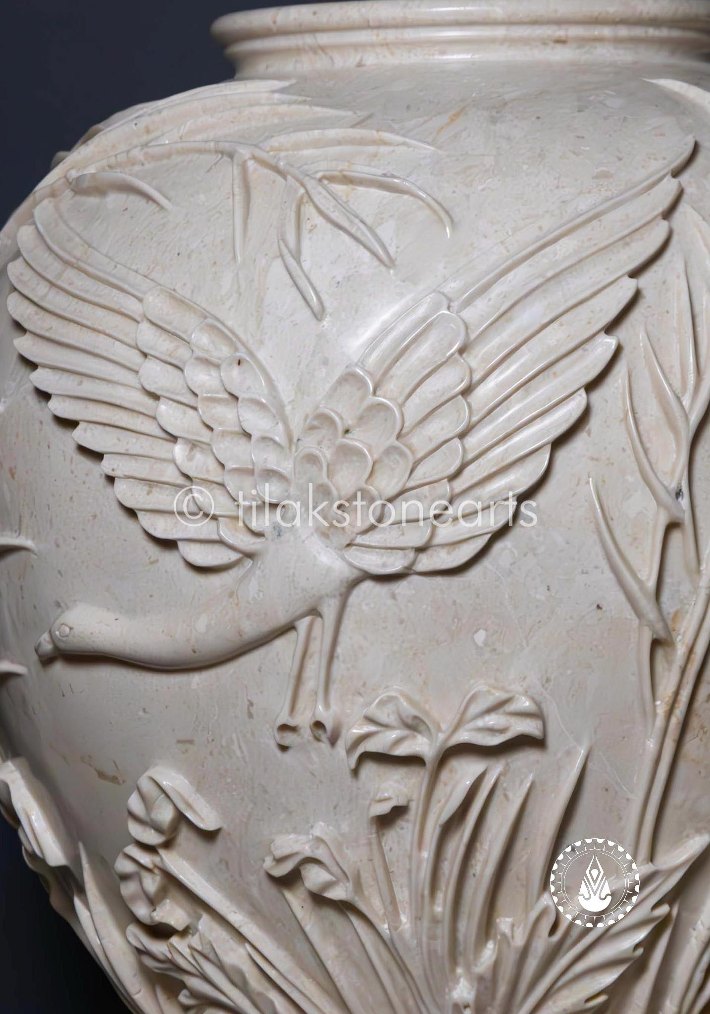 Amazonian Vase 15" | Botticino Marble