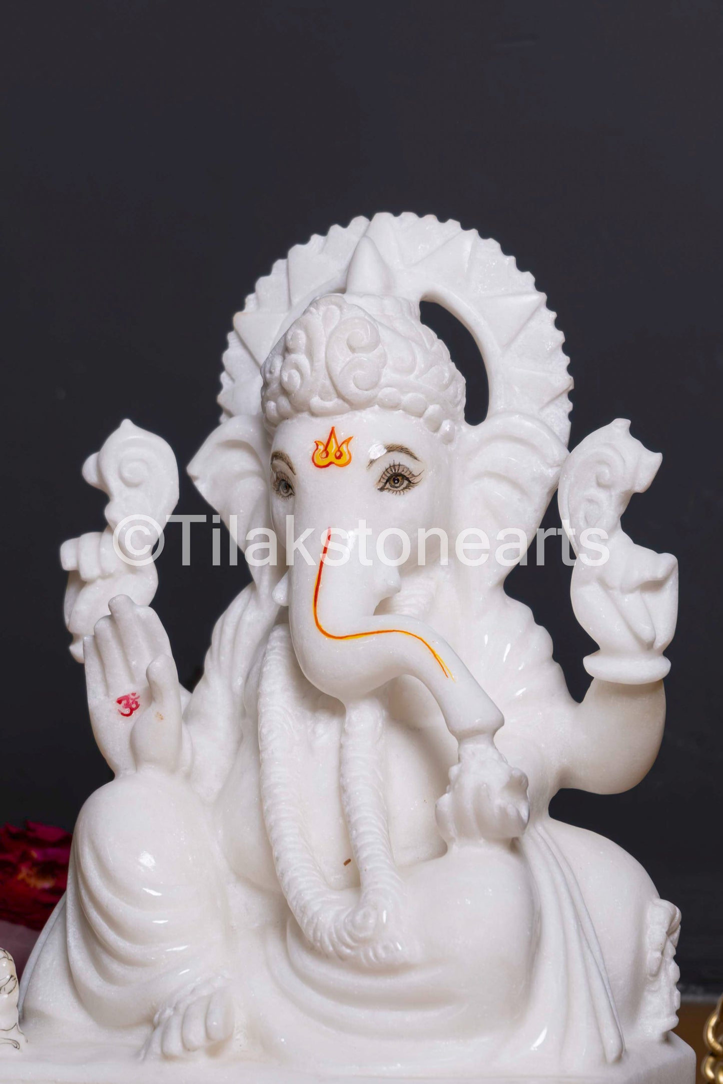 Lord Ganpati Ganesha 10" Vietnam Pure White Marble Idol