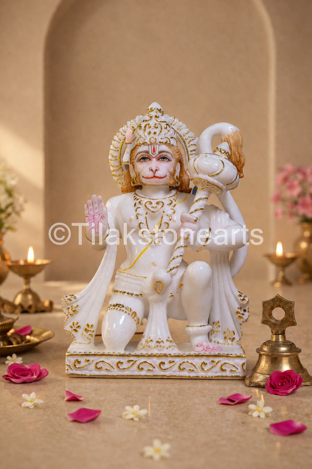 Lord Hanuman 11" Vietnam Cultured White Marble Idol