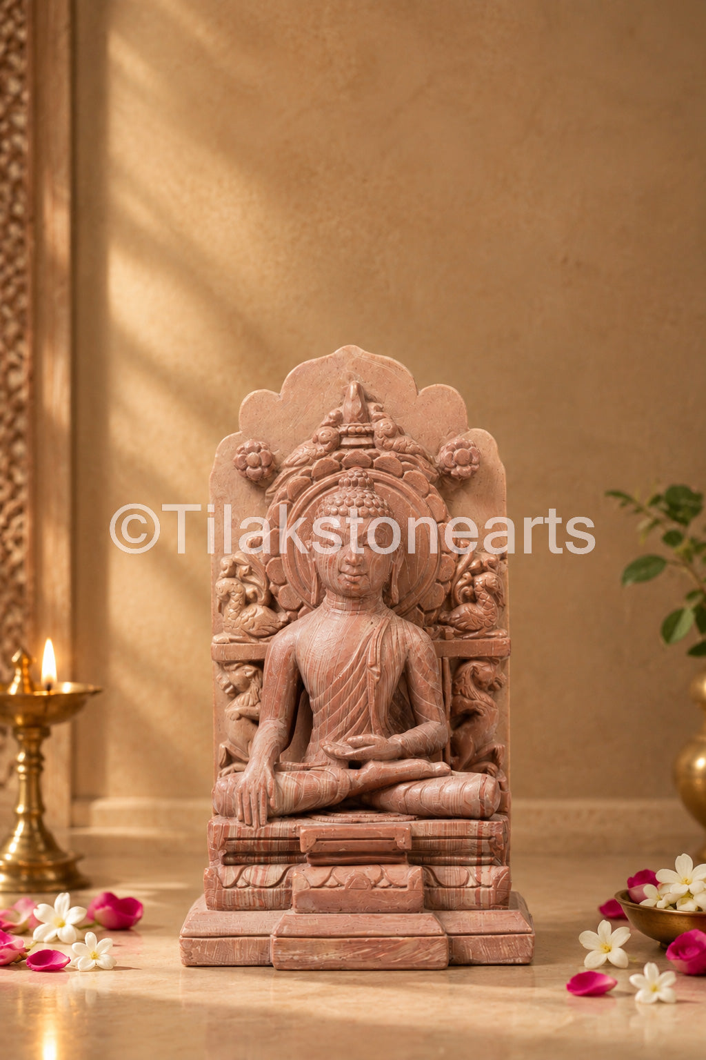 Lord Buddha in Meditation 5" Pure Natural Oakwood Stone Idol