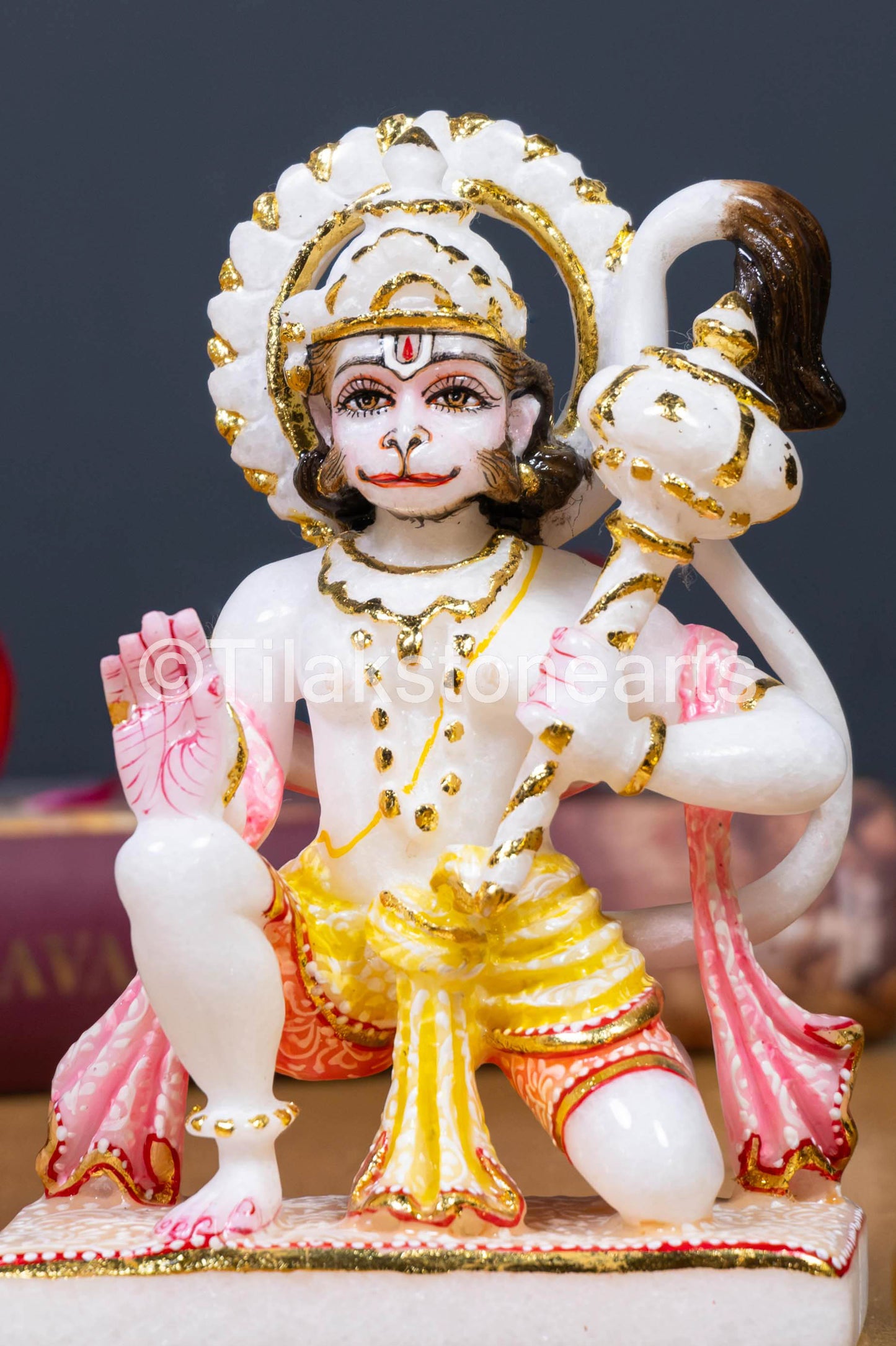 Lord Hanuman 6" Vietnam Cultured White Marble Idol