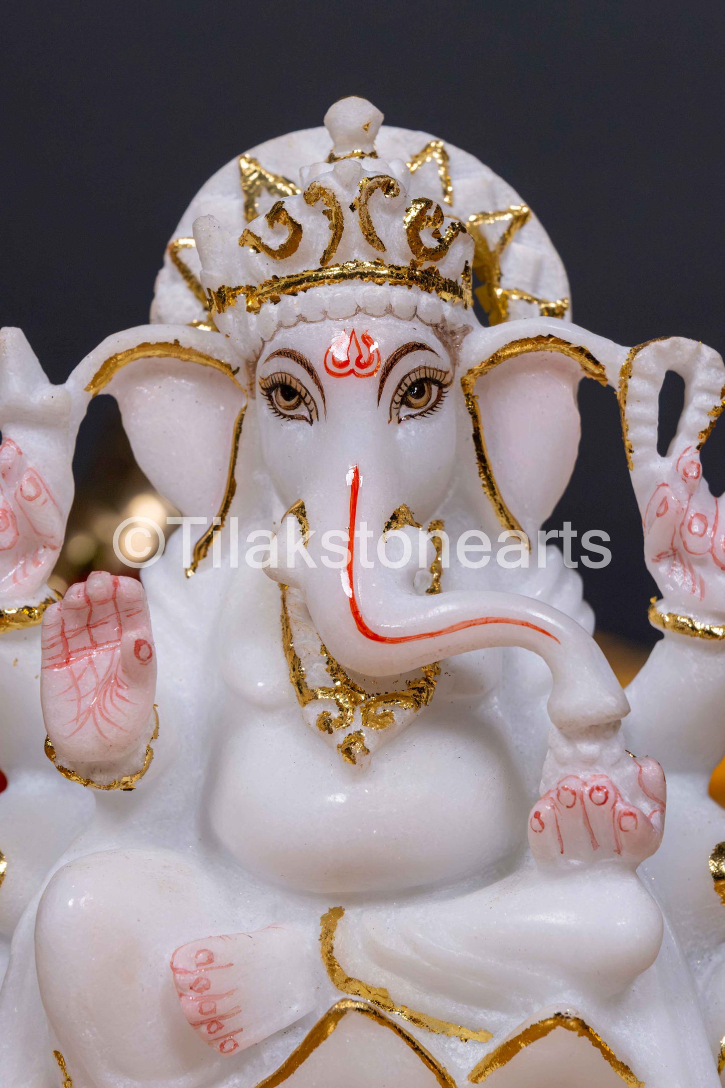 Lord Ganesha 6" Vietnam Pure White Marble Idol