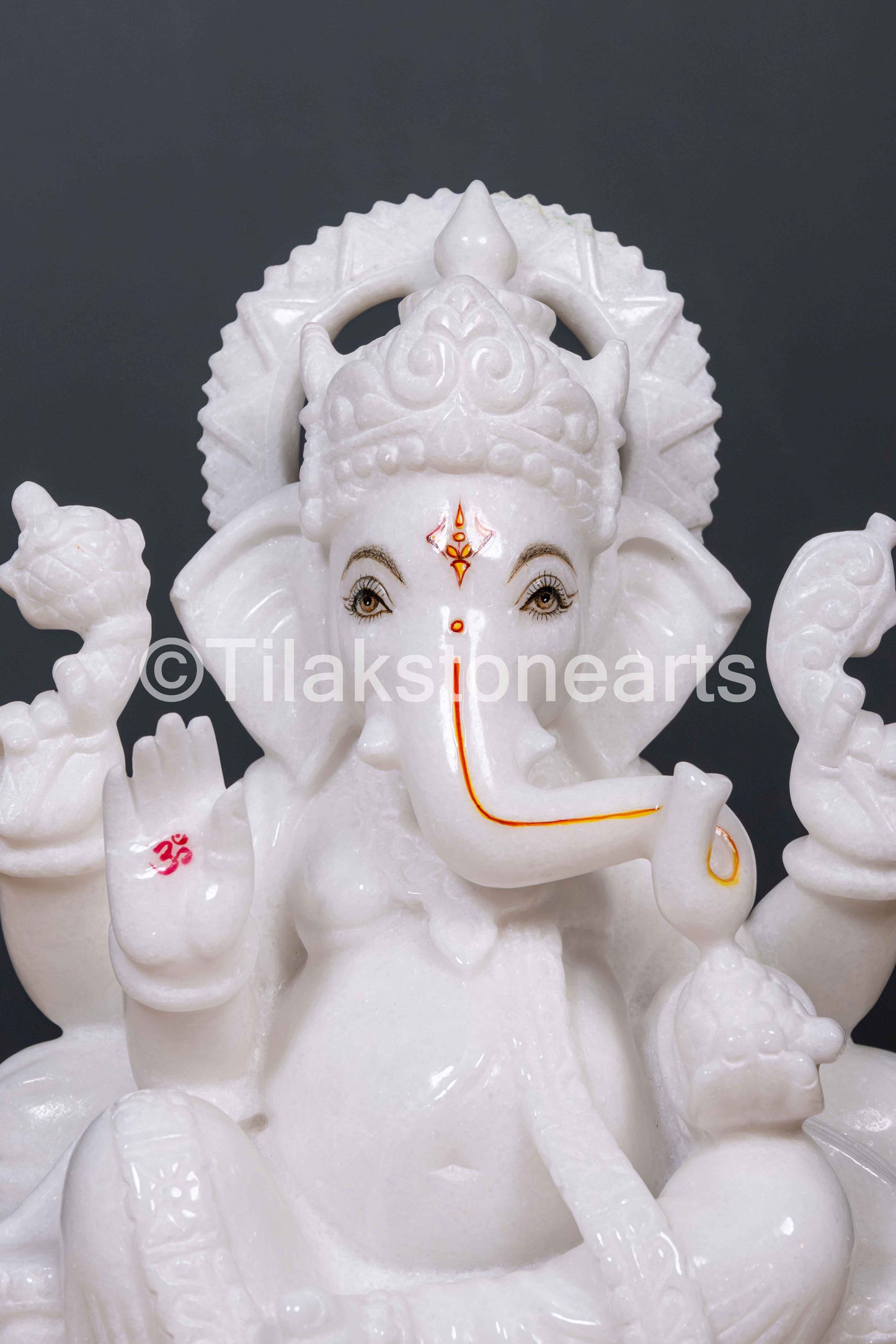 Lord Ganesha 15" Vietnam Pure White Marble Idol