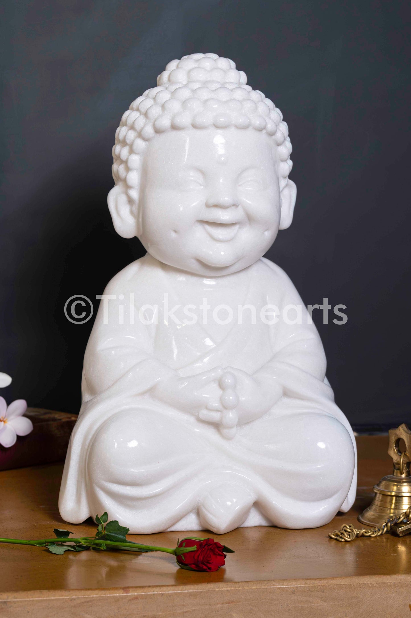 Buddha 18" Vietnam Pure White Marble Idol