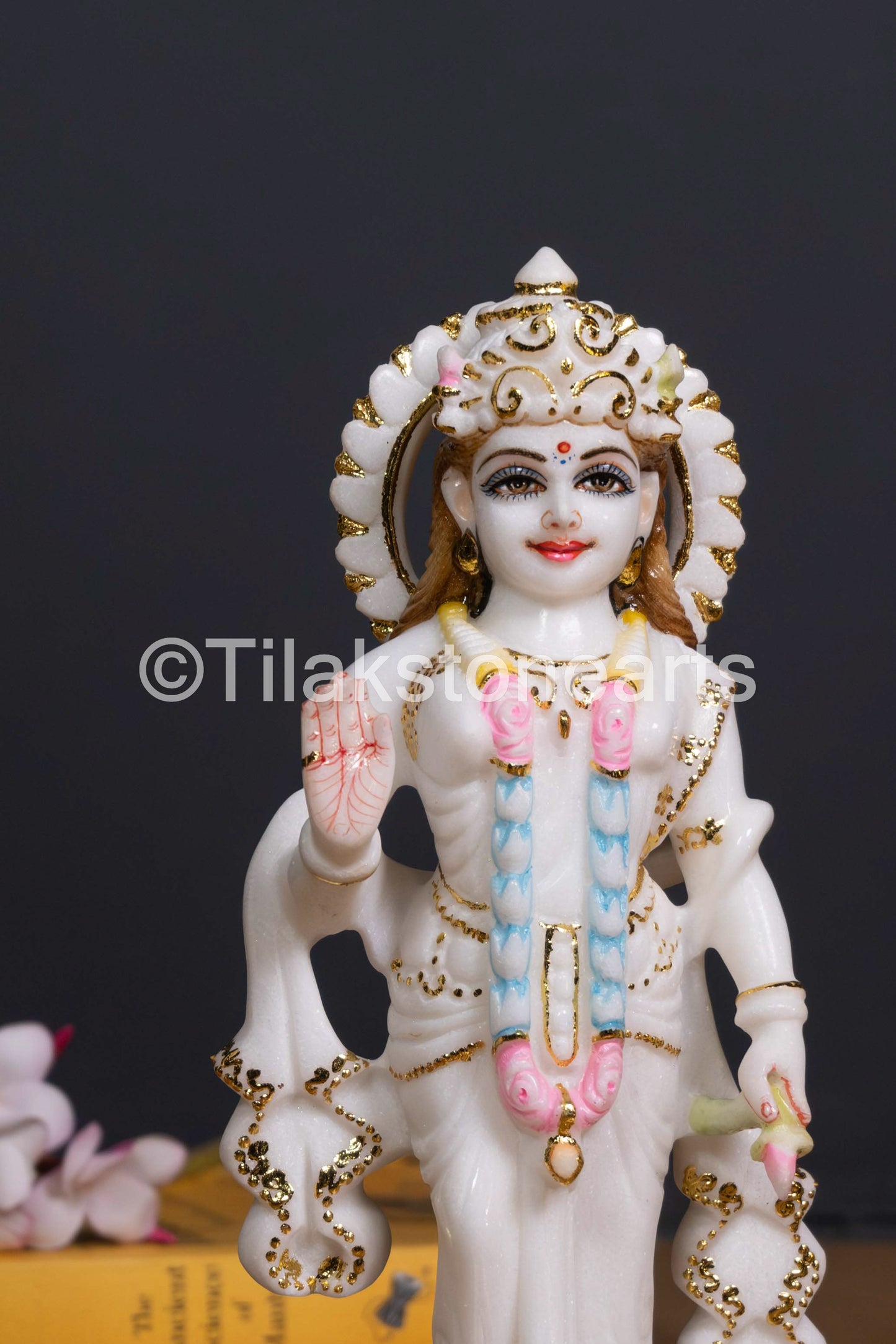 Radha Krishna Pair 11" Vietnam Pure White Marble Idol