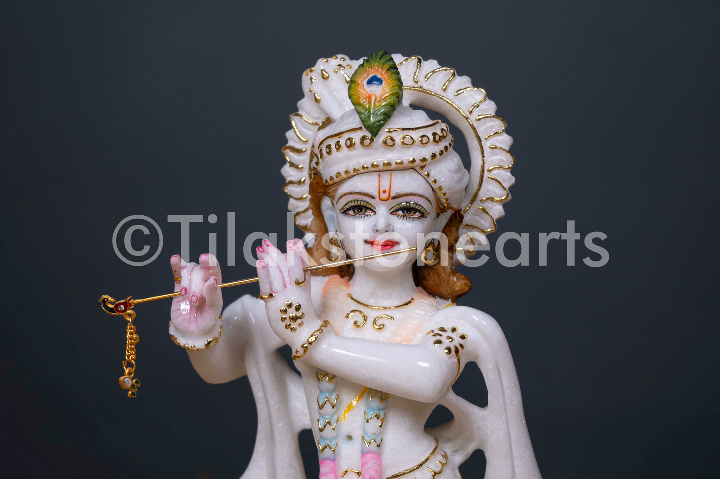 Radha Krishna 12" Vietnam Pure White Marble Idol