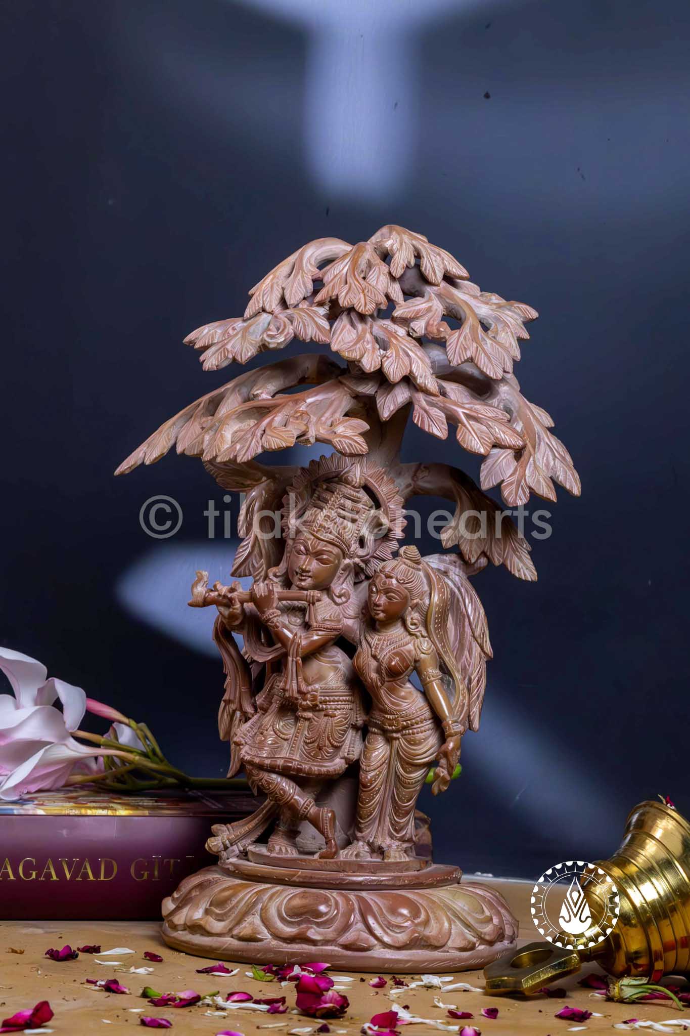 Radha Krishna Under A Tree 12" | Serpentine Stone
