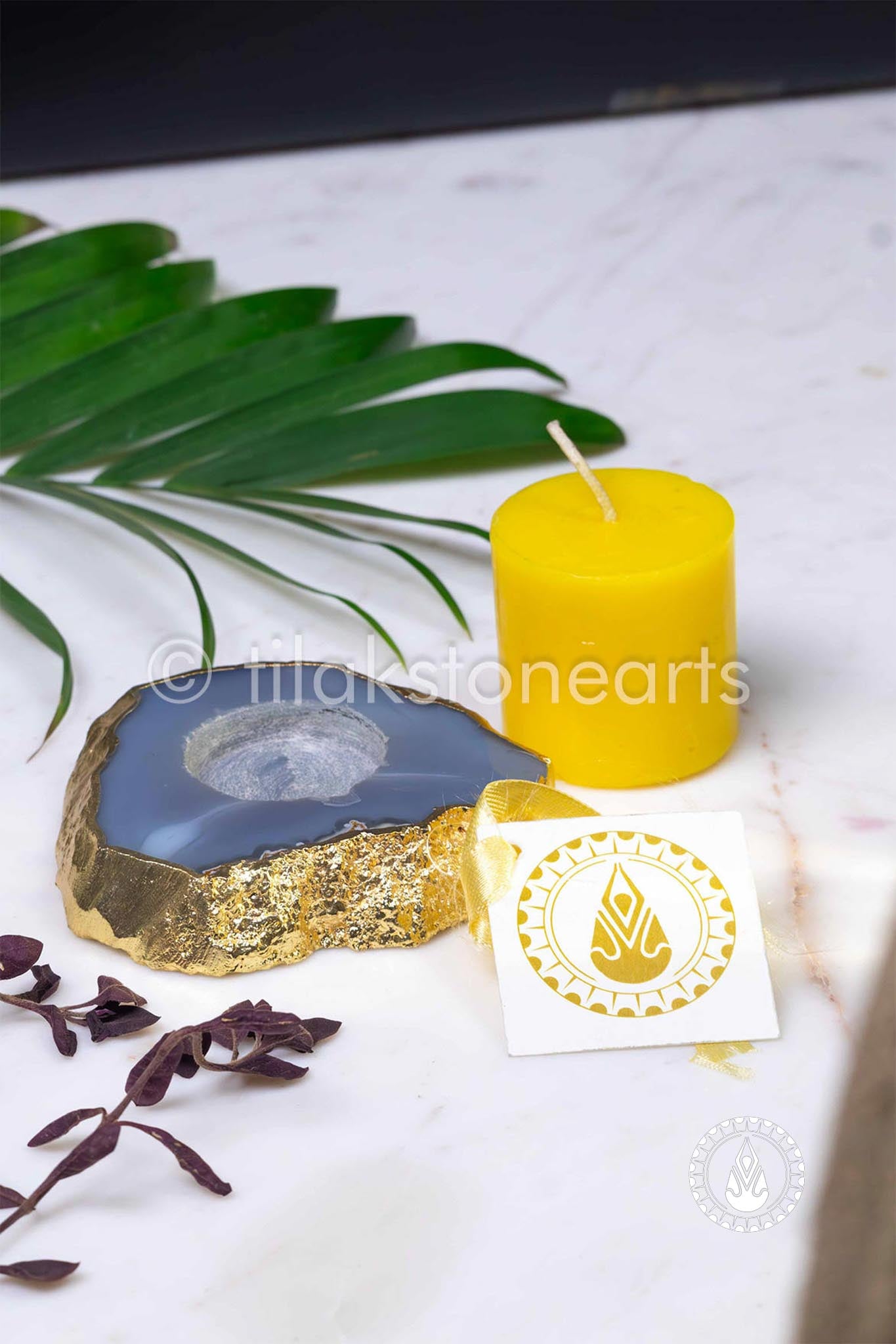 Candle Holder 6" | Agate Stone