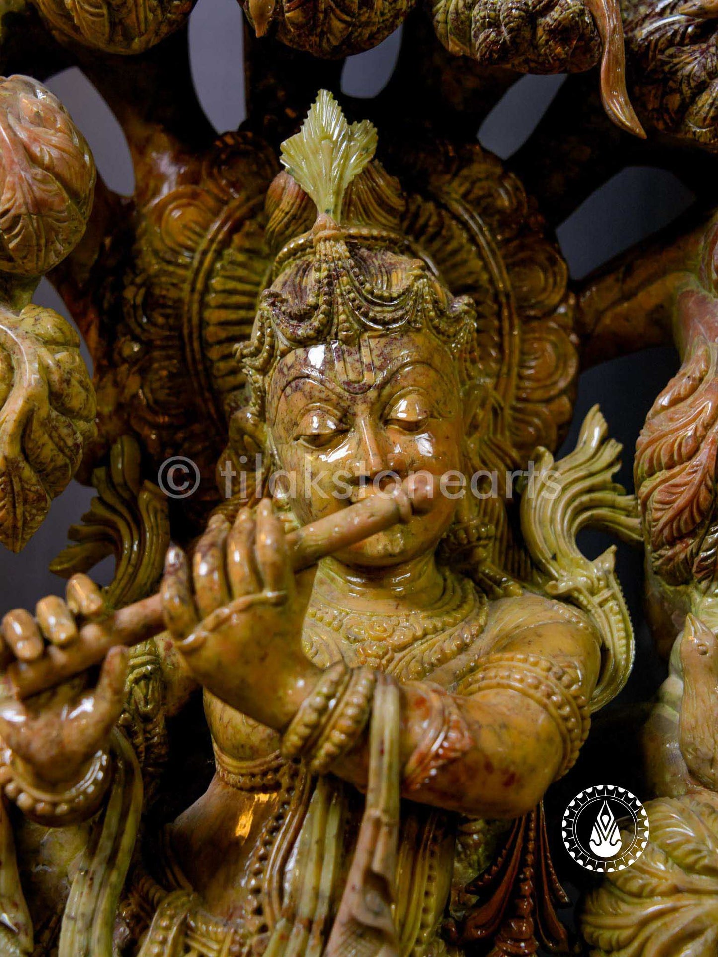 Krishna Under Tree 34" | Jade Onyx