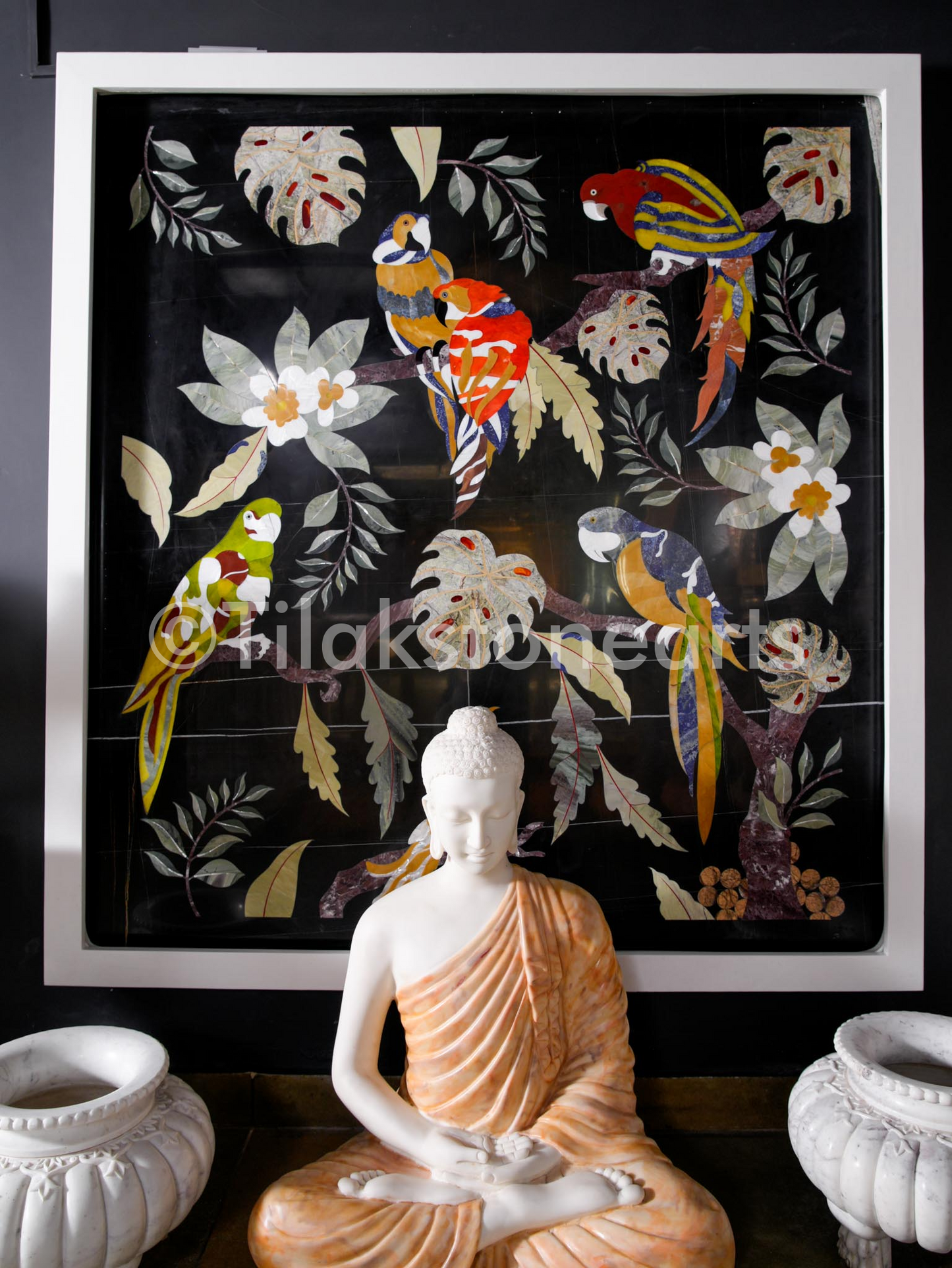 Buddha 34” Vietnam Pure Cultured Marble Idol