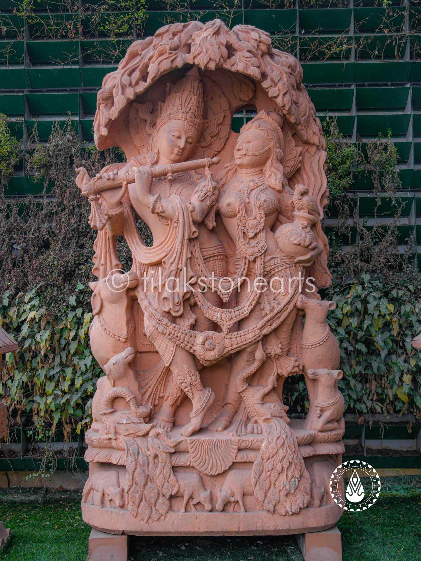 Radha Krishna Under a tree 81" | Red Stone