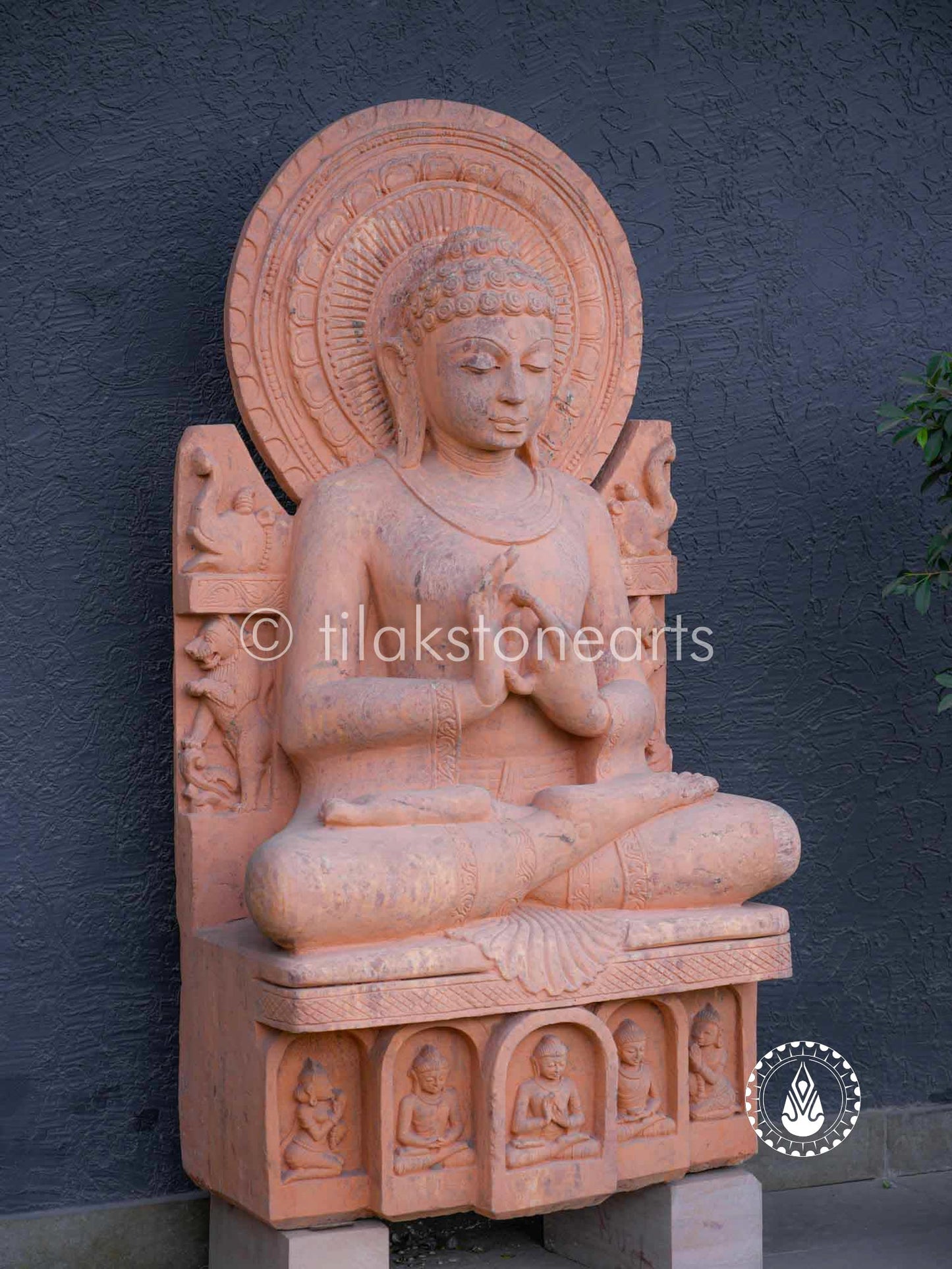 The Shanti Buddha 57" | Red Sandstone