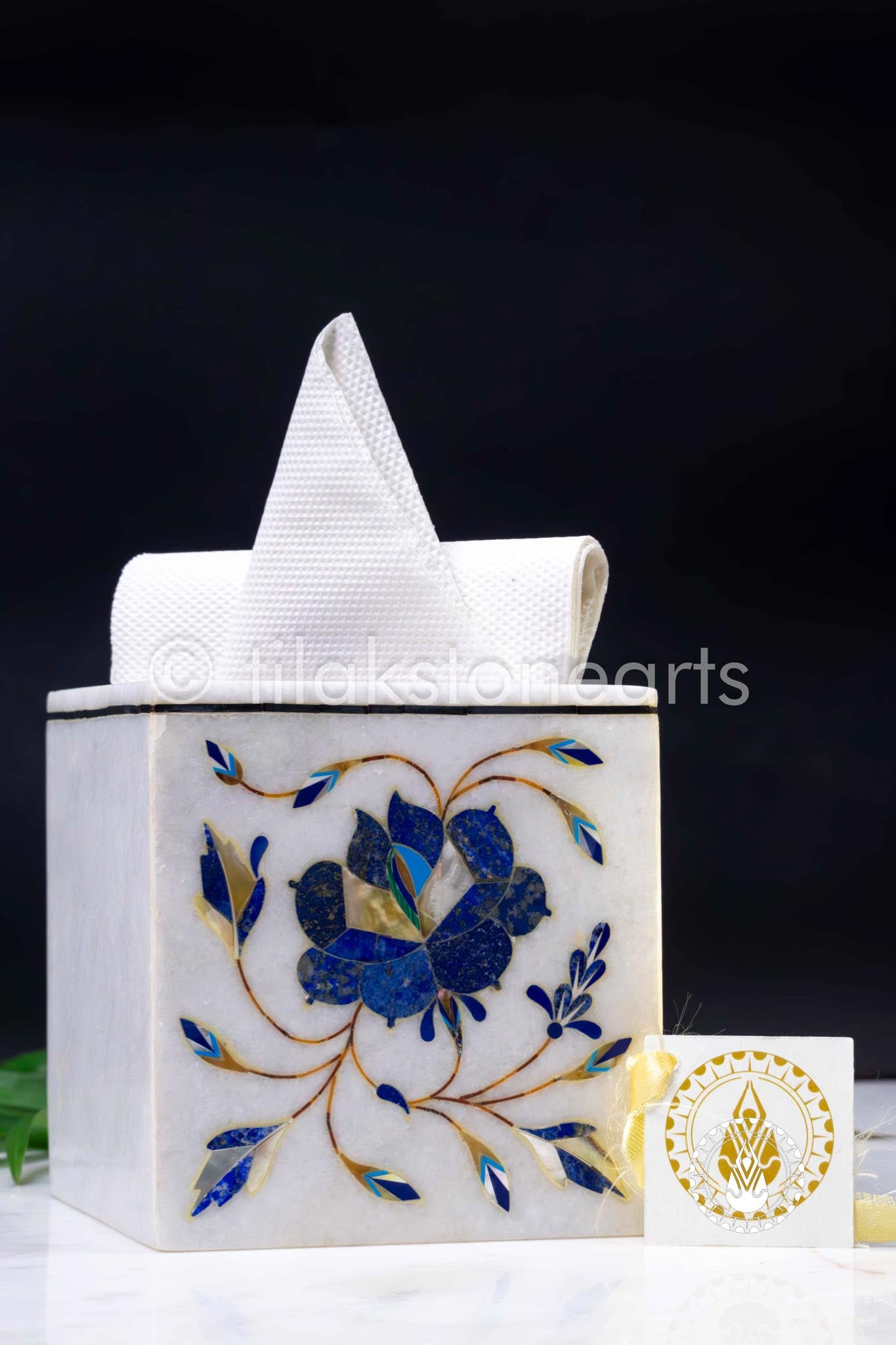 Tissue Paper Holder 5" | Inlay Stones
