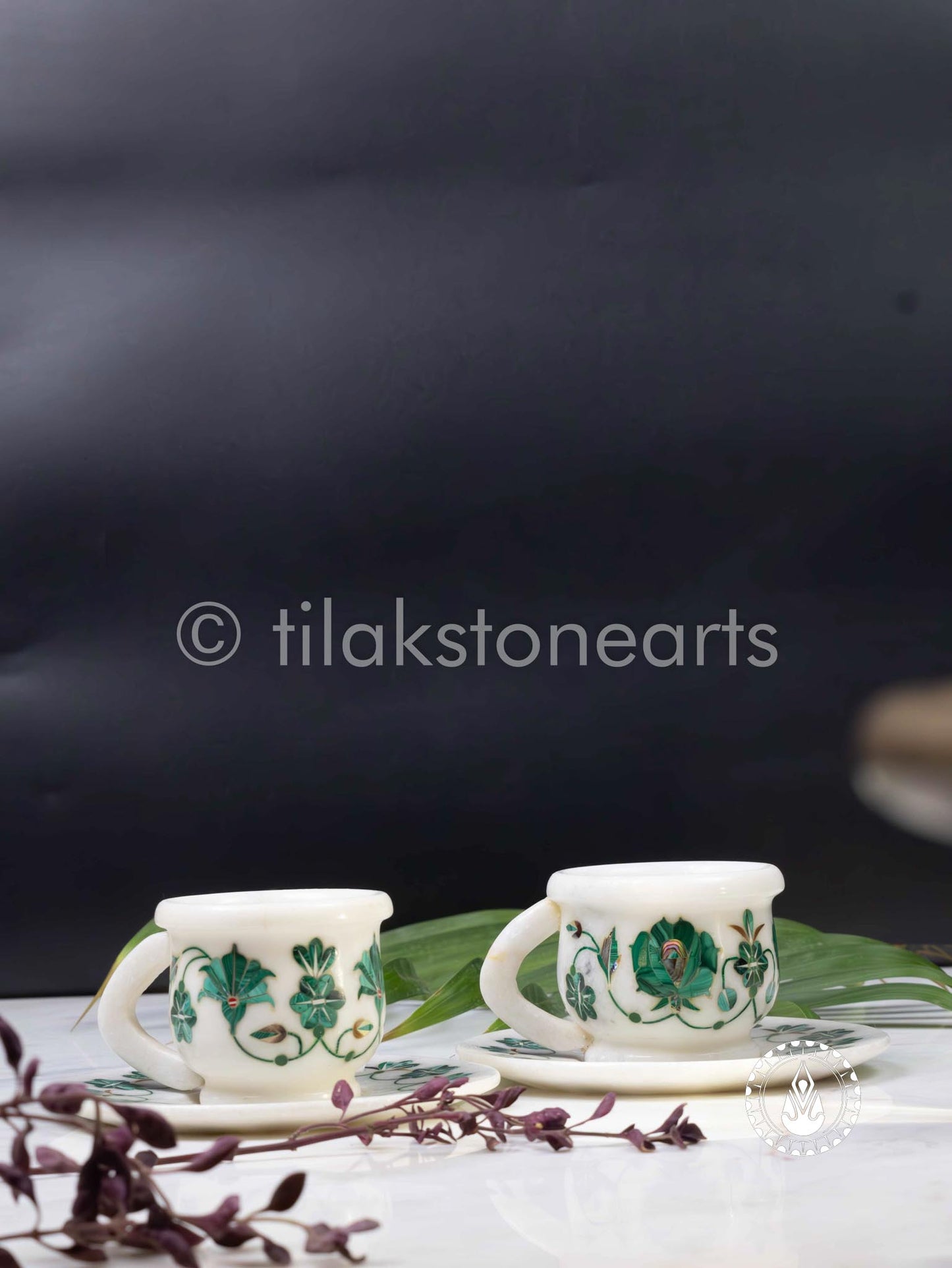 Cup Plate Set 3" | Inlay Stones