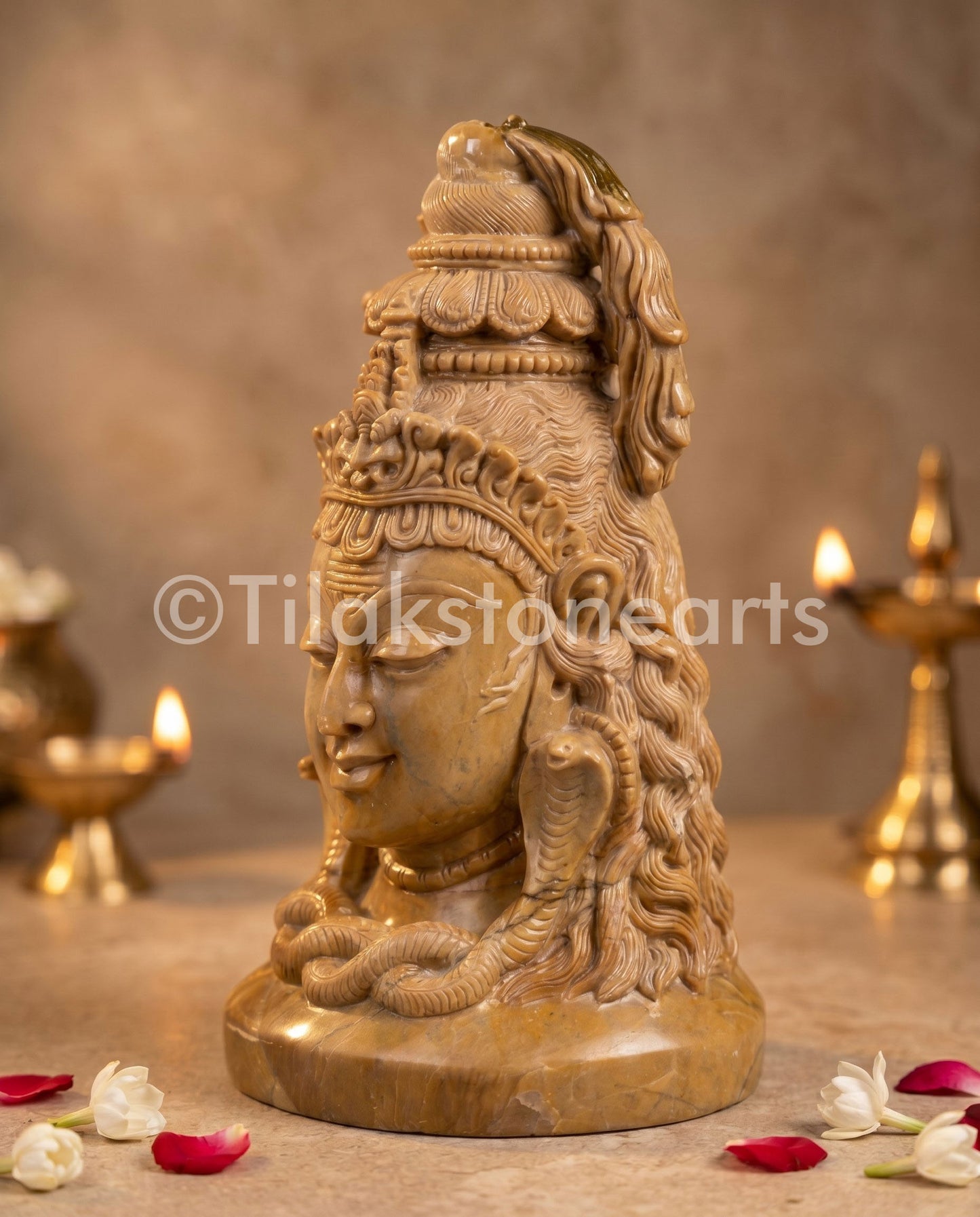 Adiyogi Lord Shiva 15” Pure Natural Oakwood Stone Idol