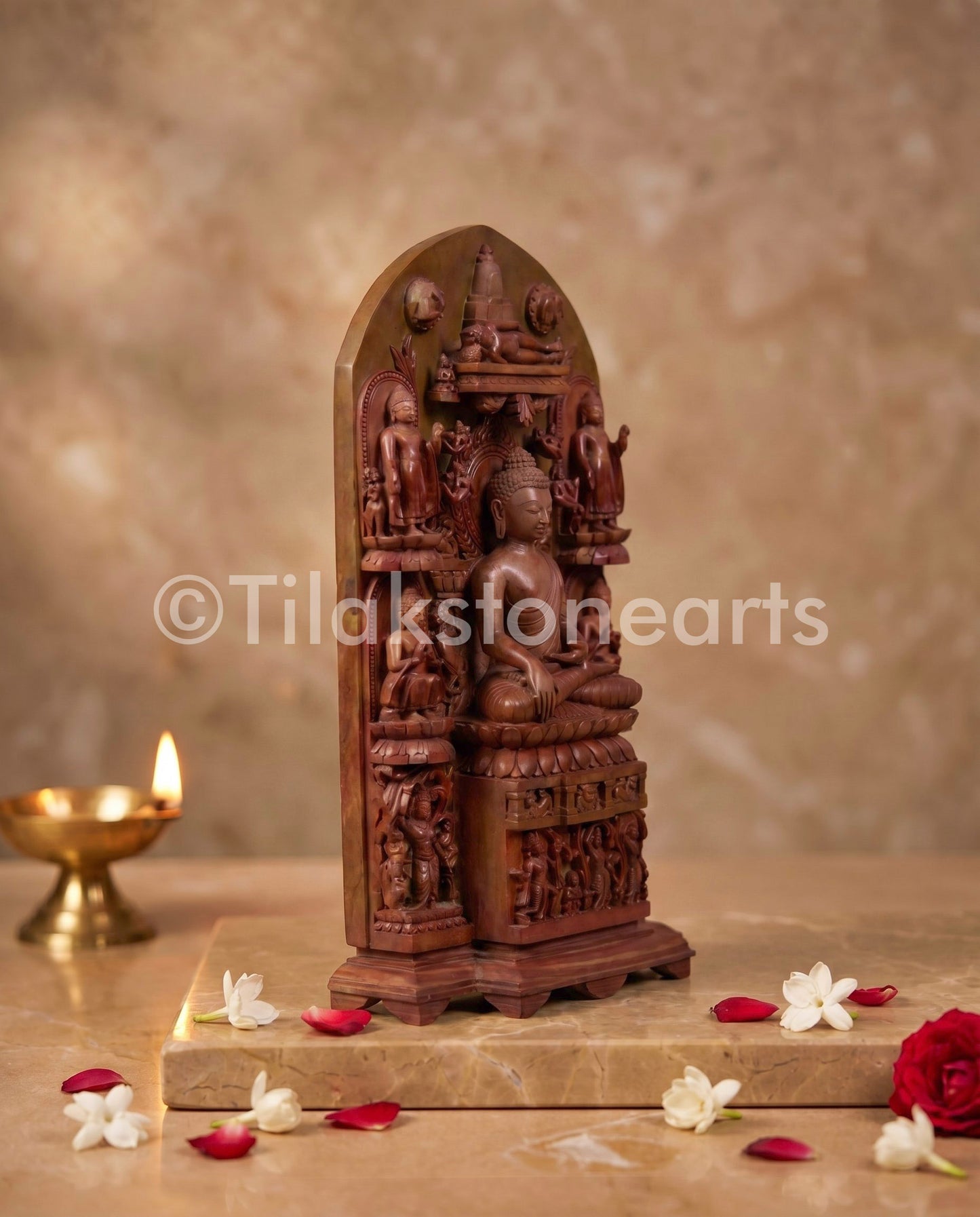 Buddha 12" Pure Natural Oakwood Stone Idol