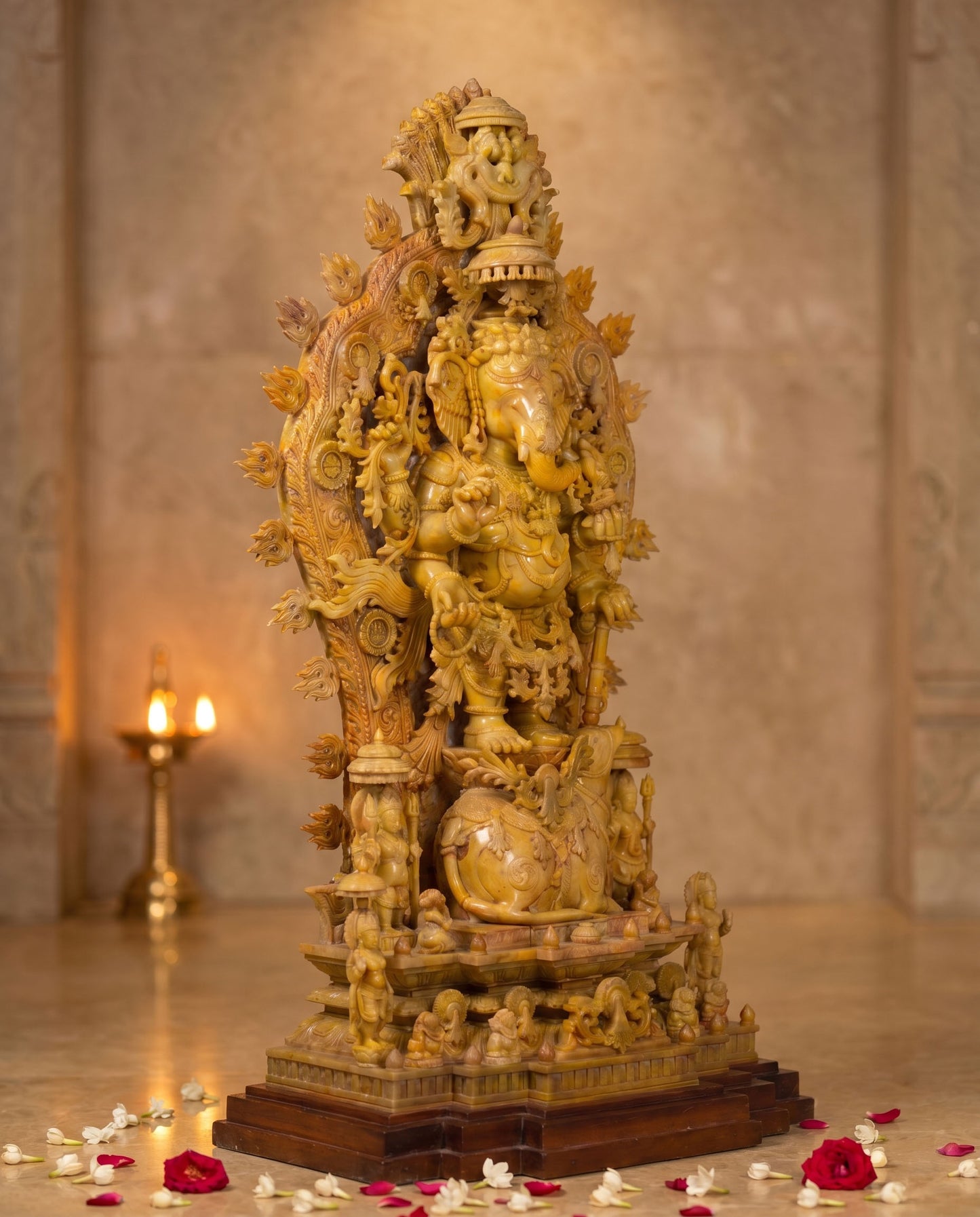Lord Ganesha 50” Pure Natural Oakwood Stone Idol
