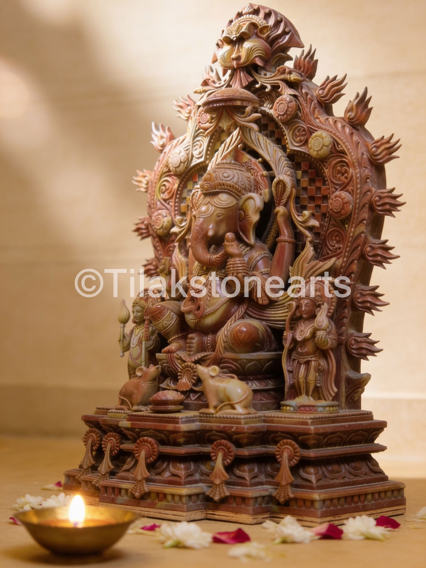 Lord Ganesha 18” Natural Pure Oakwood Stone Idol