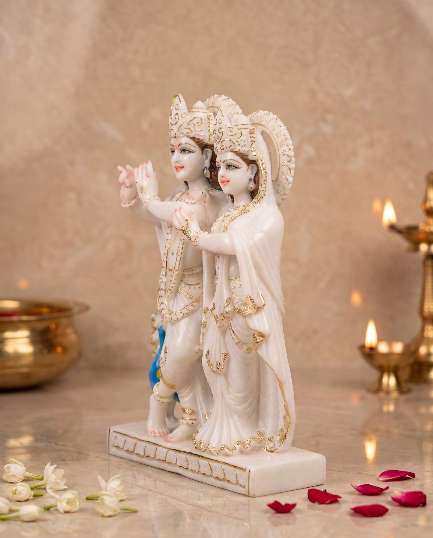 Radha Krishna Jugal Jodi 18" Vietnam Pure White Marble Idol