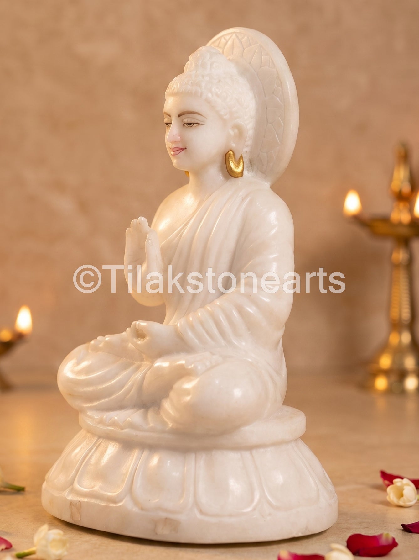 Buddha 9" Vietnam Pure White Marble Idol