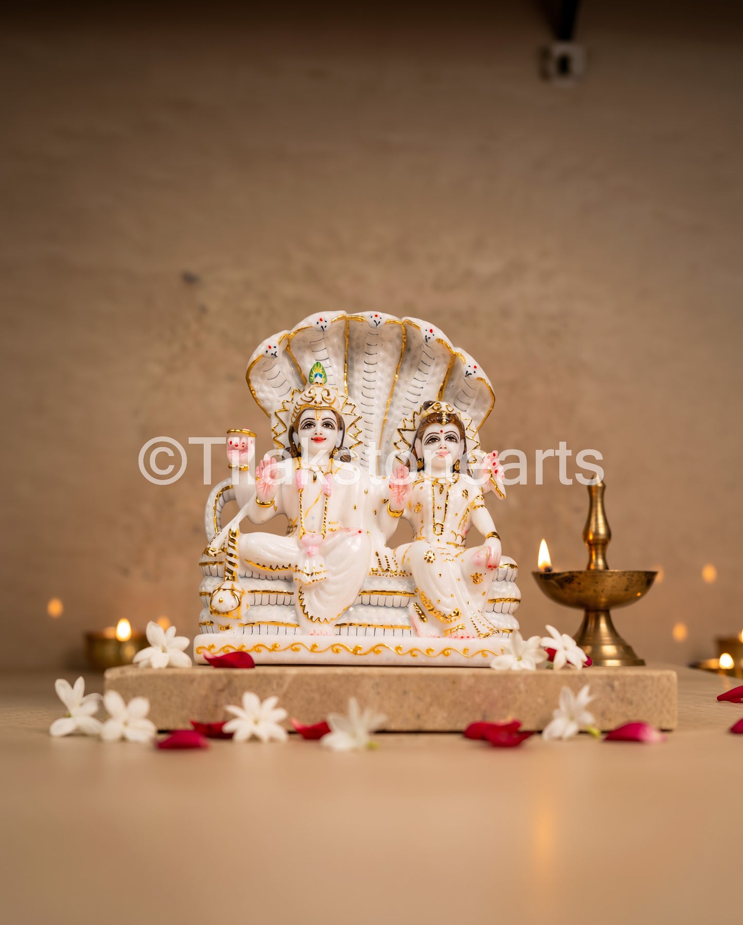Divine Laxmi Narayana 9" Vietnam Pure White Marble Idol