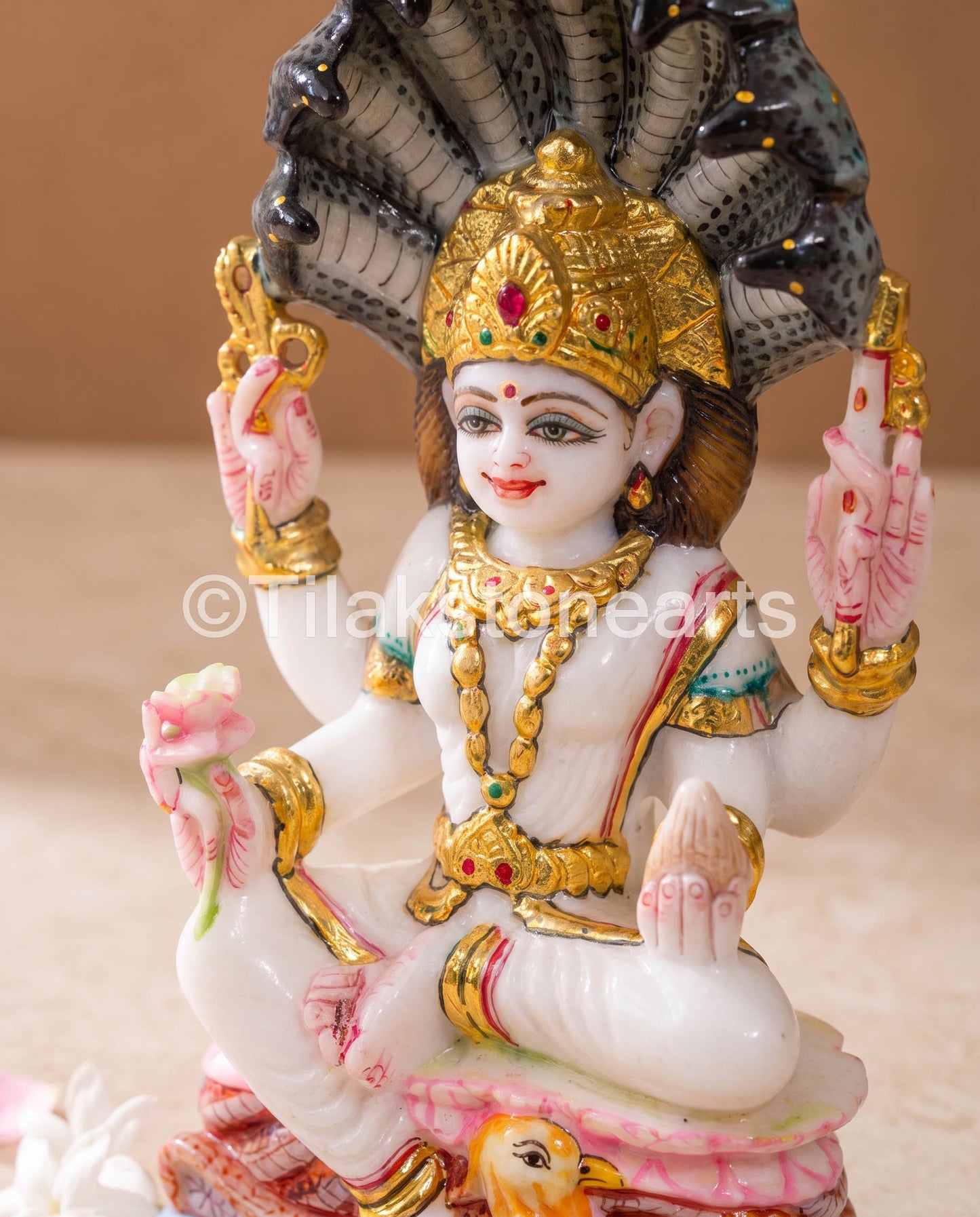 Maa Padmavati Jain God 9" Vietnam Pure White Marble Idol