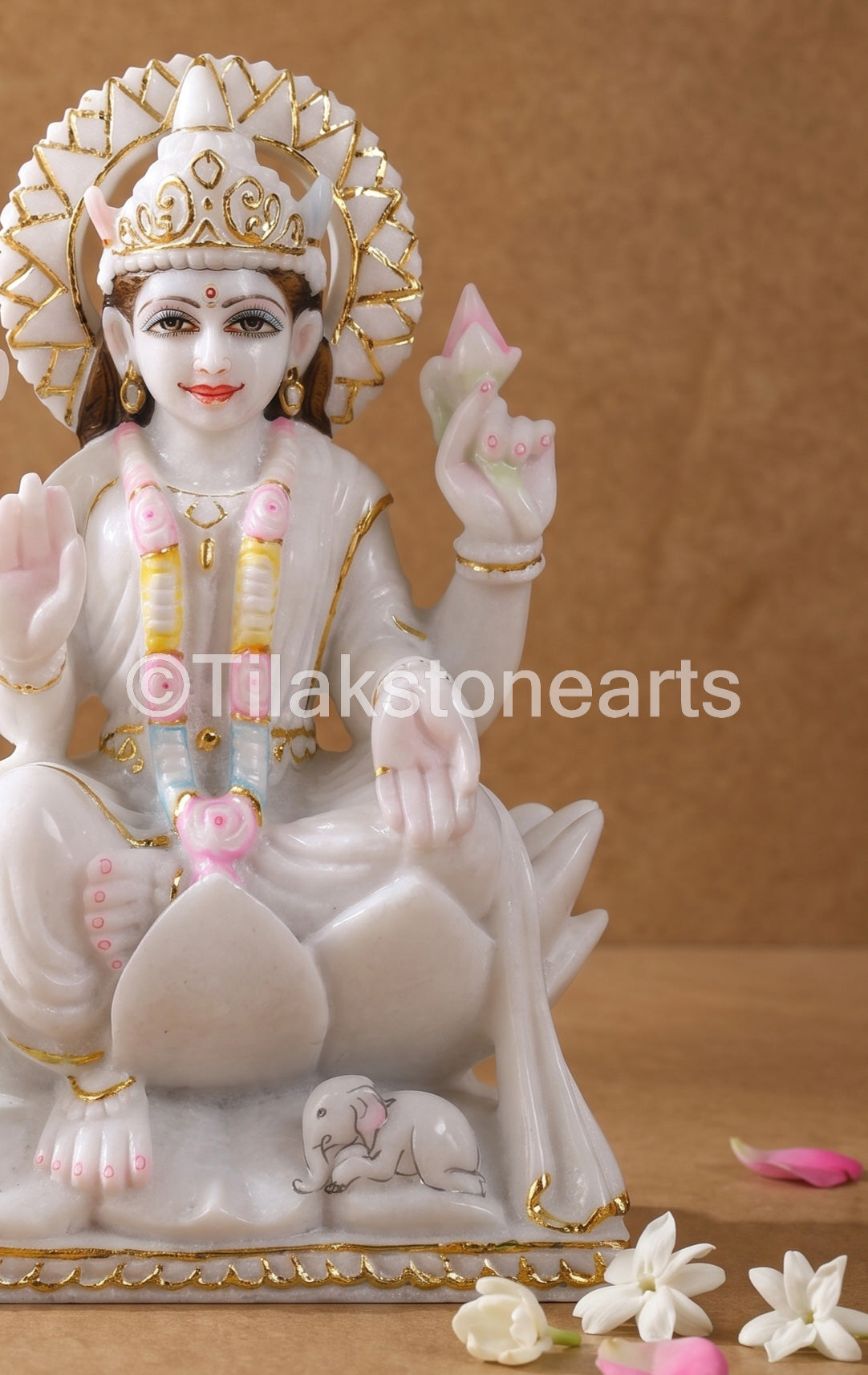 Mahalakshmi 12” Vietnam Pure White Marble Idol