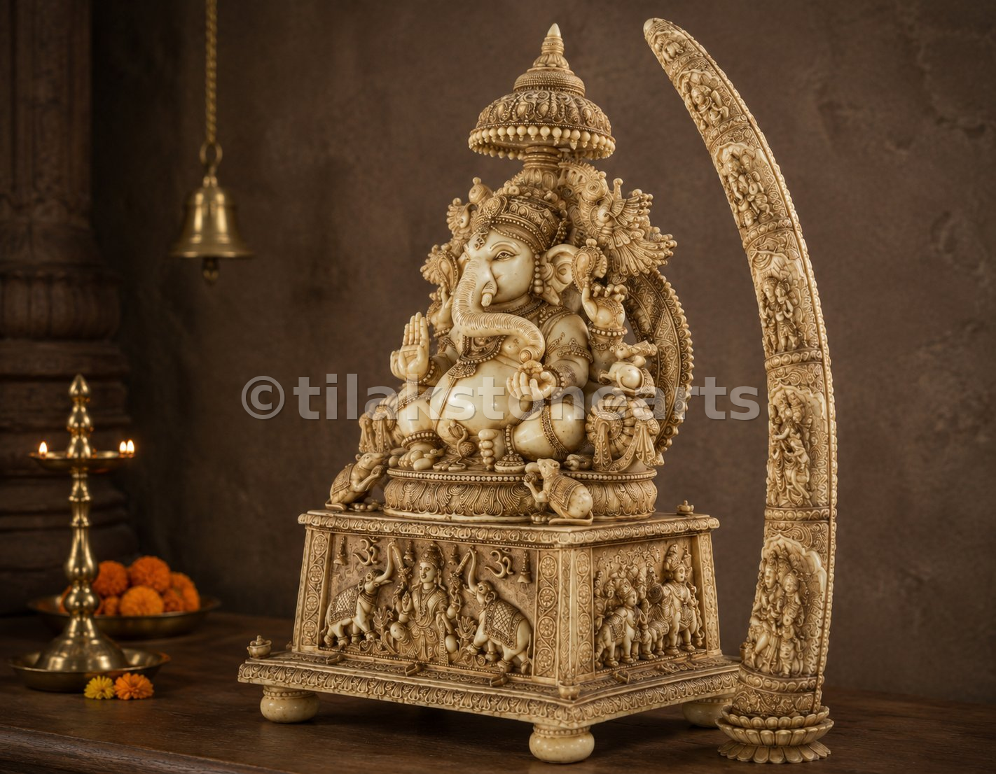 Lord Ganesha 34” Vietnam Pure Cultured Marble Idol