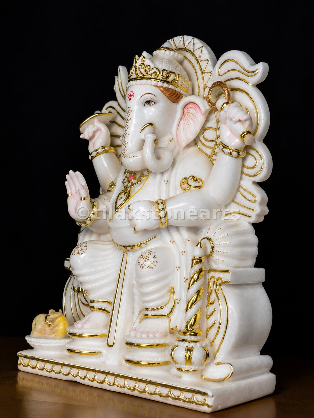 Lord Ganapathi 24" Vietnam Pure White Marble Idol