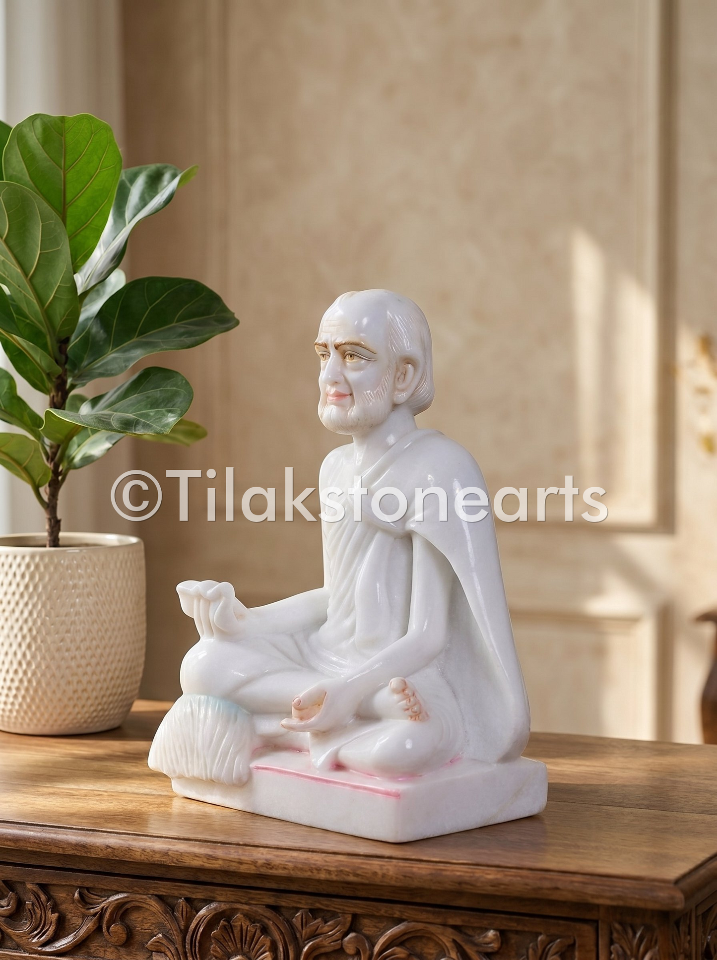 Guru Maharaj Jain God 11" Vietnam Pure White Marble Idol