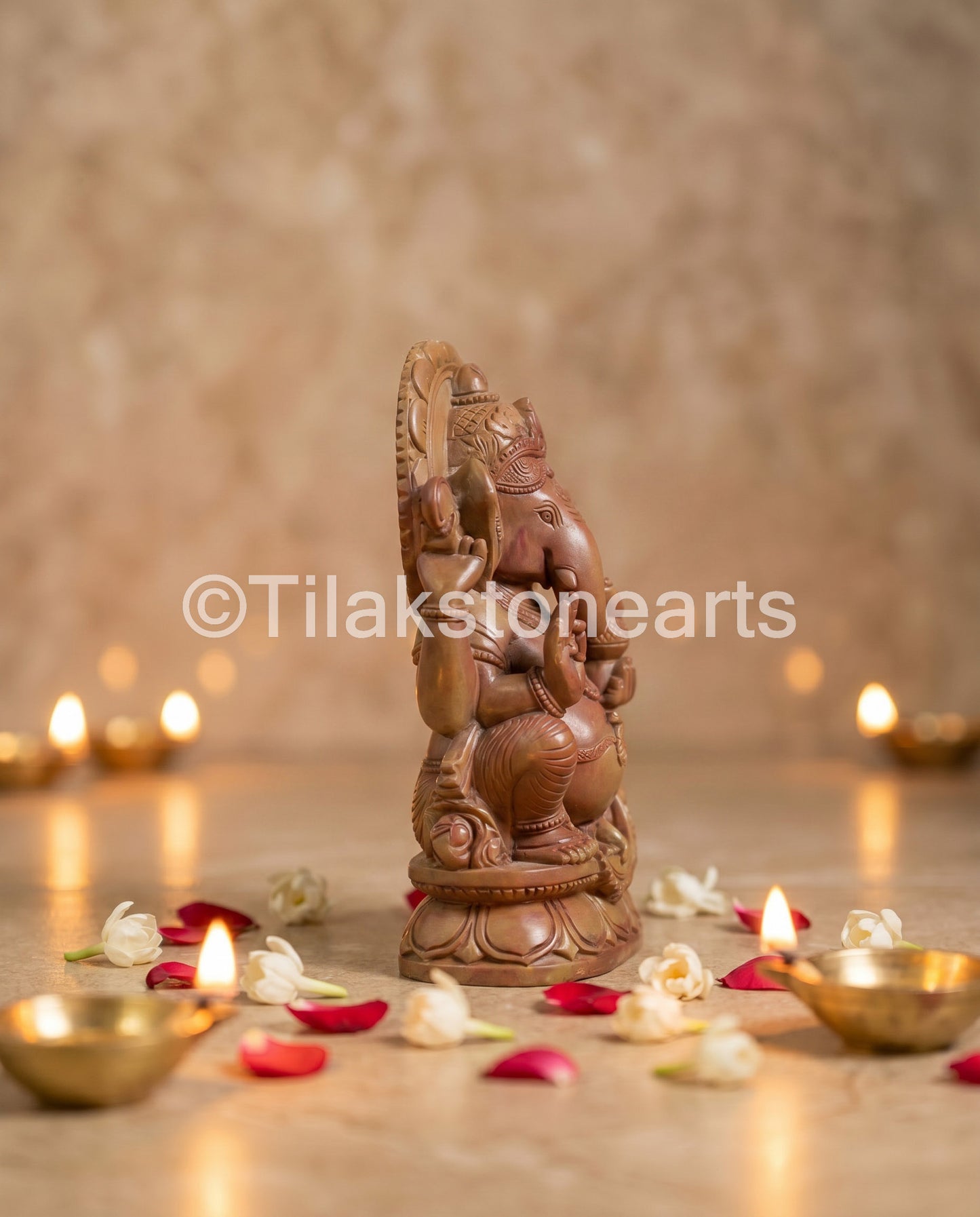 Lord Ganesha 7” Natural Pure Oakwood Stone Idol