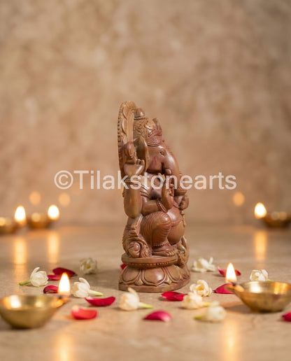 Lord Ganesha 7” Natural Pure Oakwood Stone Idol
