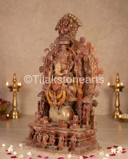 Lord Ganesha 24” Natural Pure Oakwood Stone Idol