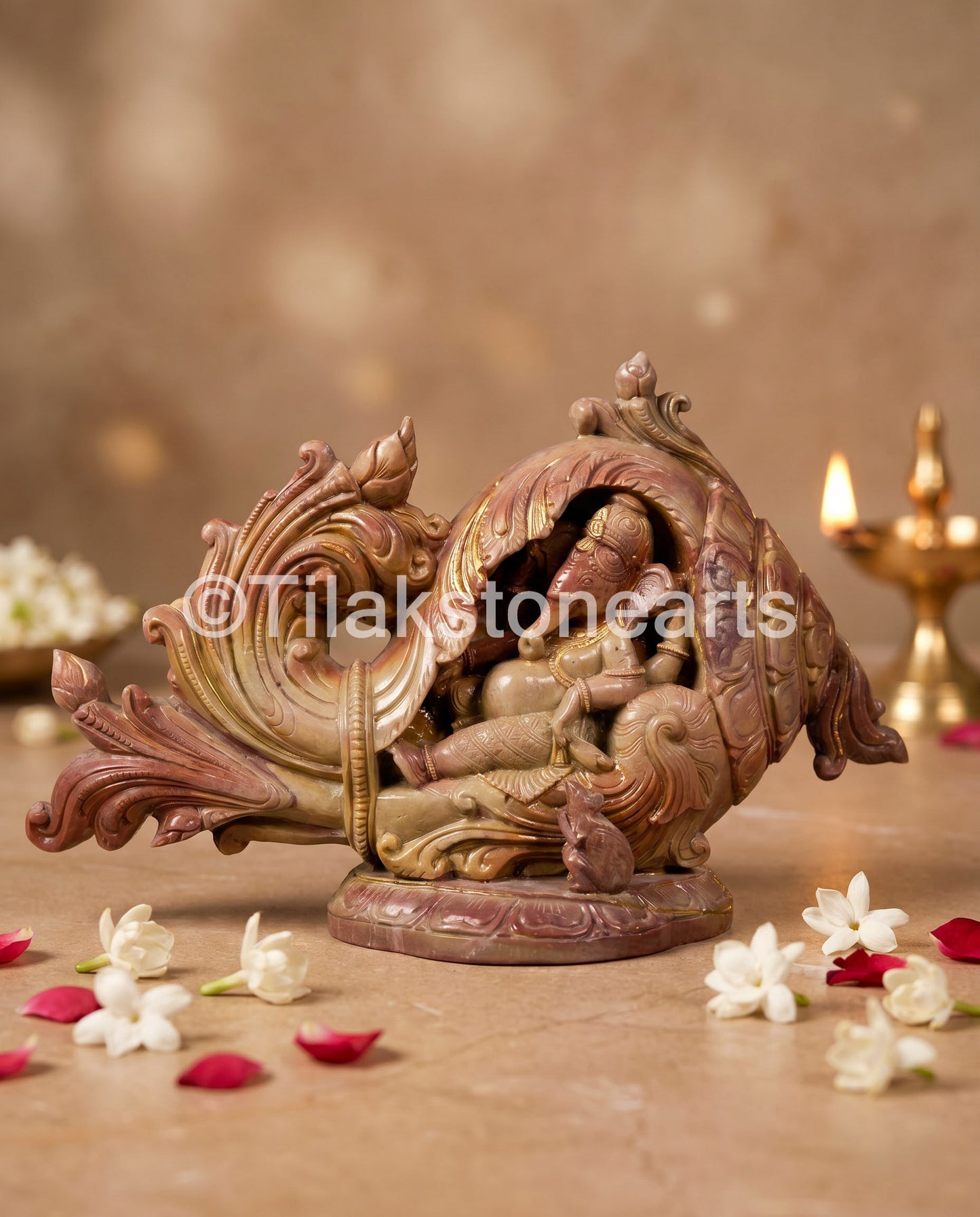 Lord Ganesha 7” Pure Natural Oakwood Stone Idol