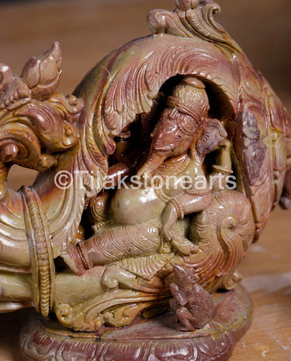 Lord Ganesha 7” Pure Natural Oakwood Stone Idol