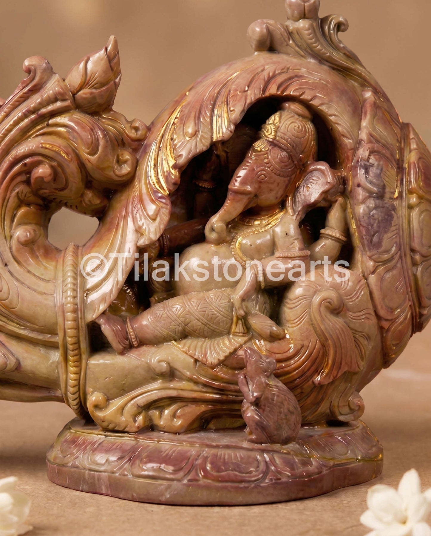 Lord Ganesha 7” Pure Natural Oakwood Stone Idol