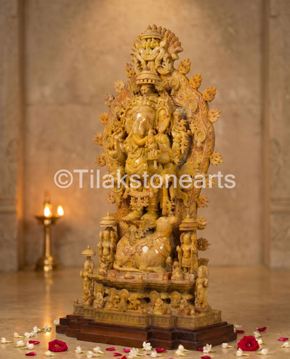 Lord Ganesha 50” Pure Natural Oakwood Stone Idol