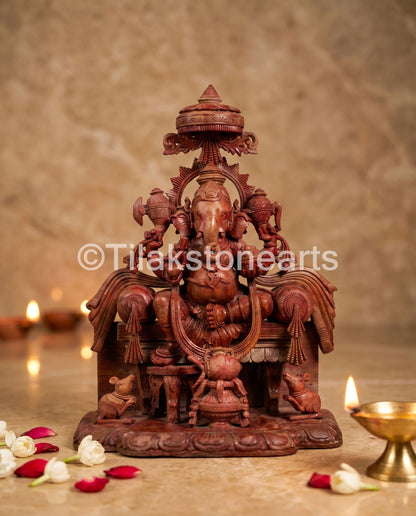 Lord Ganesha 14” Natural Pure Oakwood Stone Idol