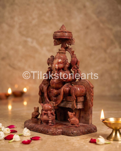 Lord Ganesha 14” Natural Pure Oakwood Stone Idol