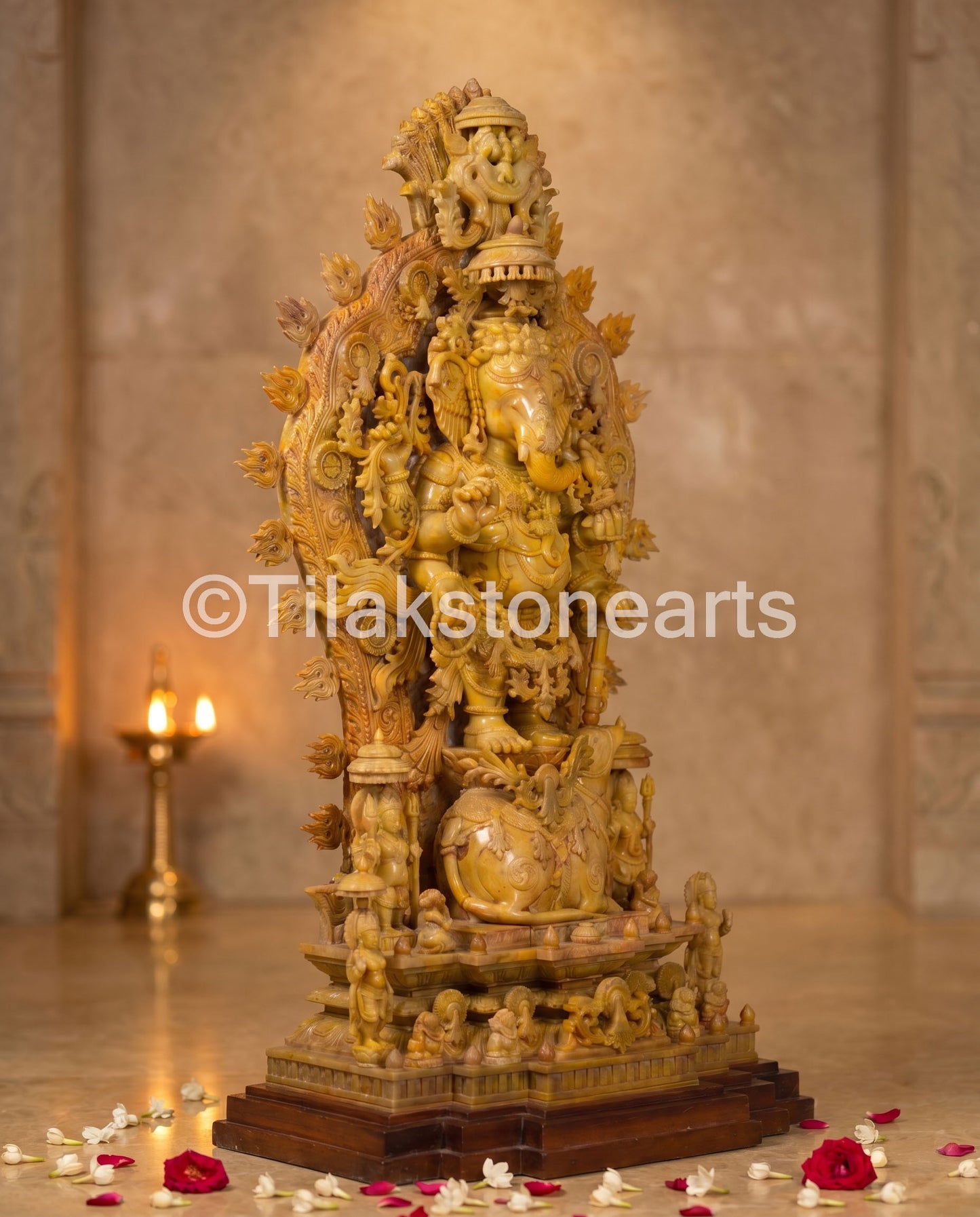 Lord Ganesha 50” Pure Natural Oakwood Stone Idol