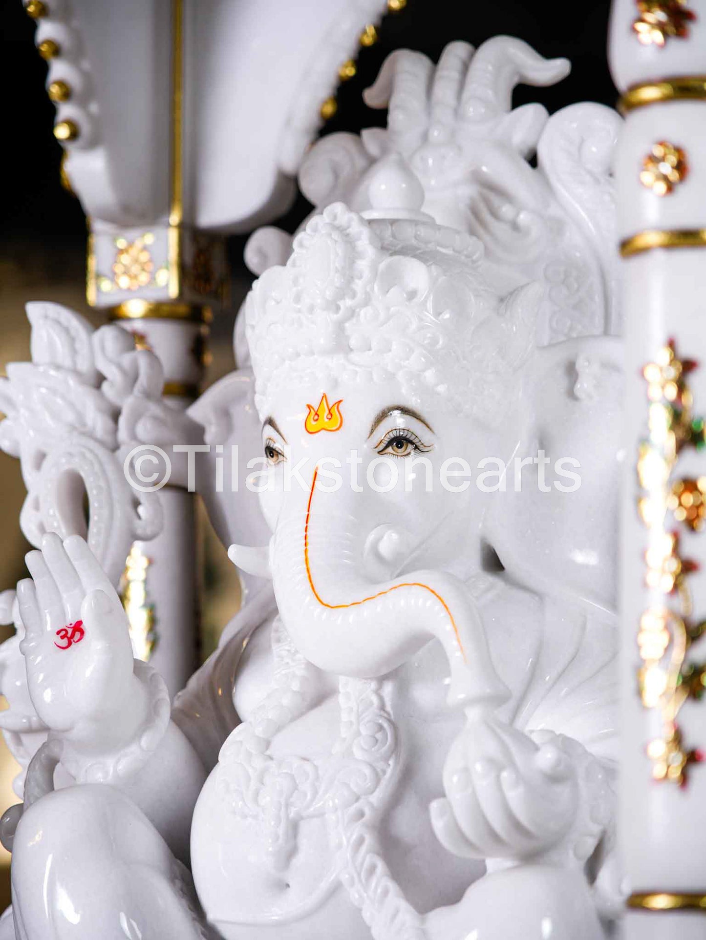 Lord Ganesha 30" Vietnam Pure White Marble Idol
