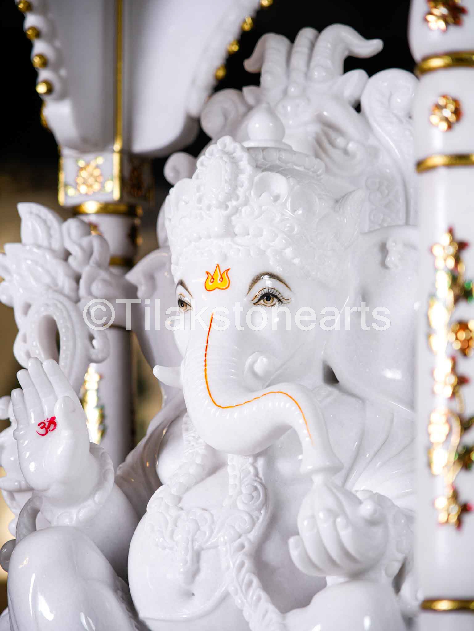 Lord Ganesha 30" Vietnam Pure White Marble Idol