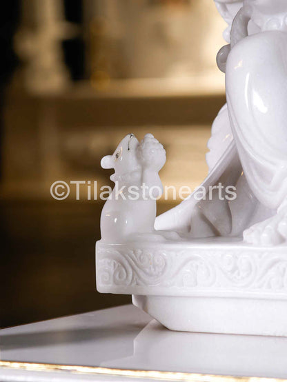Lord Ganesha 30" Vietnam Pure White Marble Idol