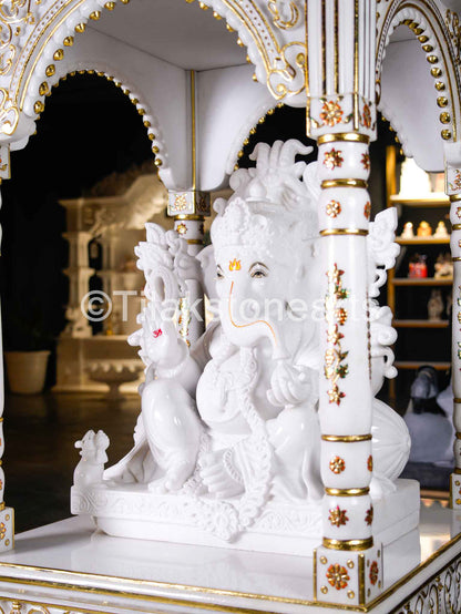 Lord Ganesha 30" Vietnam Pure White Marble Idol