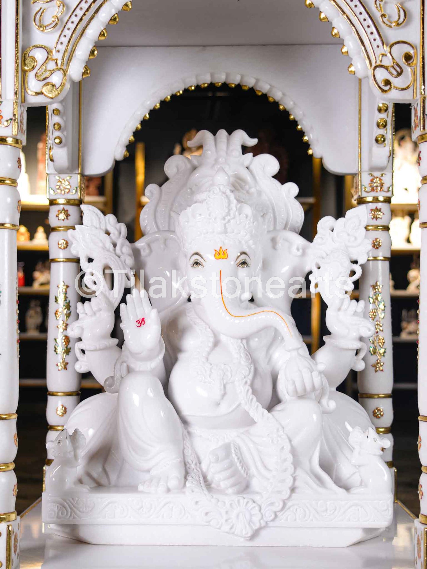 Lord Ganesha 30" Vietnam Pure White Marble Idol