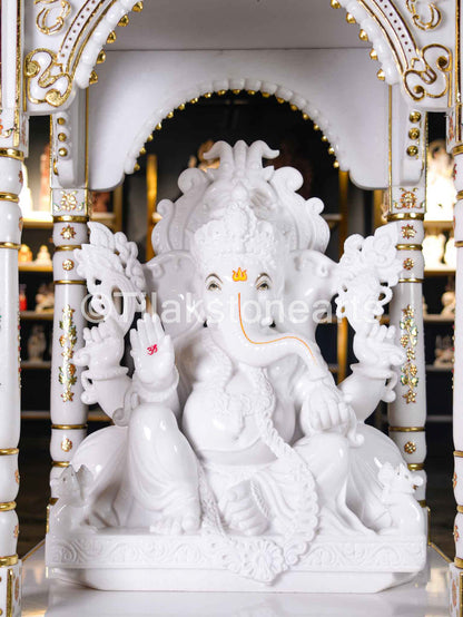 Lord Ganesha 30" Vietnam Pure White Marble Idol