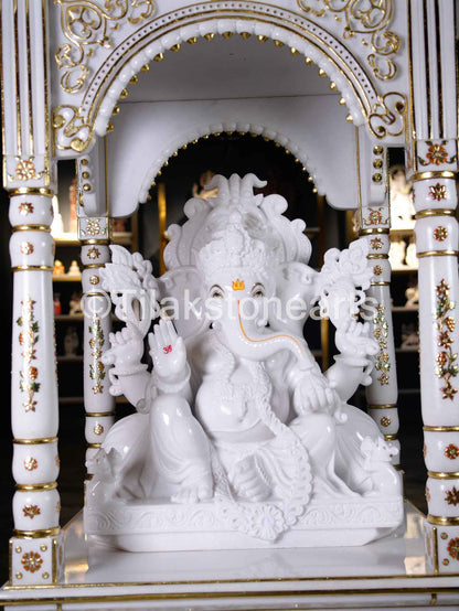 Lord Ganesha 30" Vietnam Pure White Marble Idol