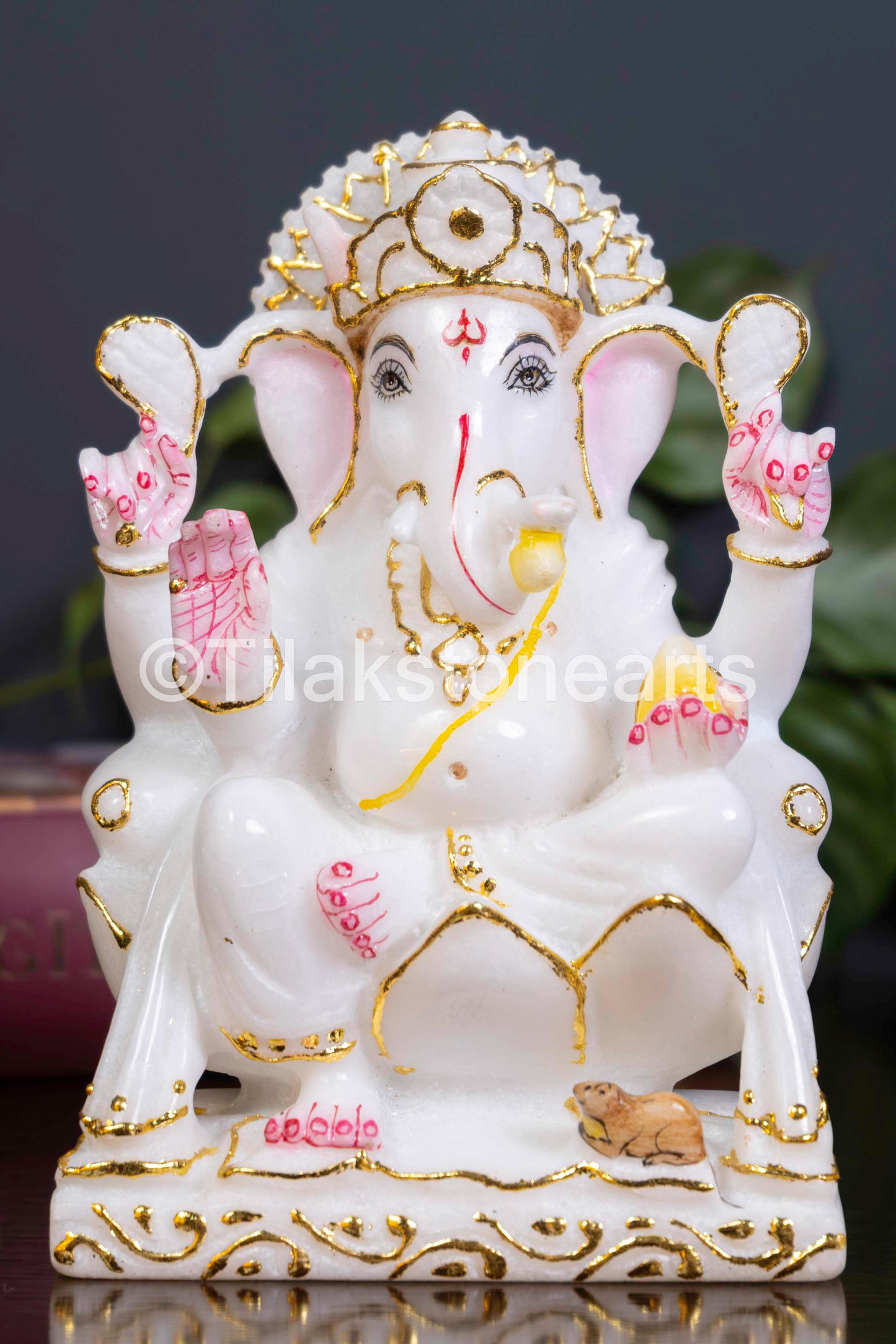 Lord Ganesha 6" Vietnam Pure White Marble Idol